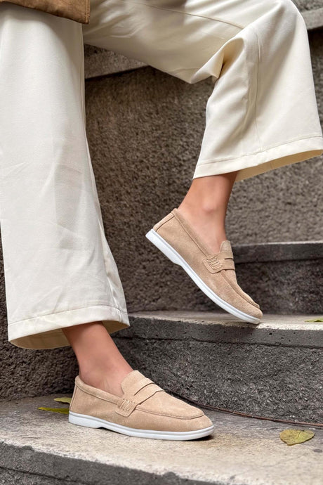 ESTUNA Mörkbeige Äkta Mocka Loafers