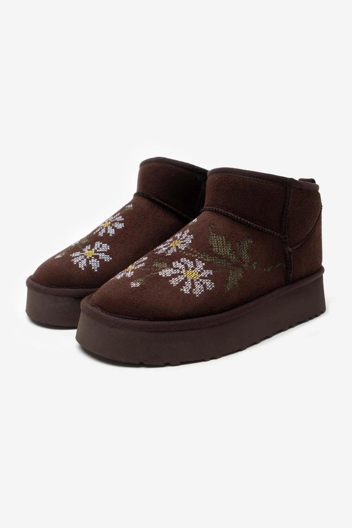 MIMMI Brun Blommig Mocka Platåboots