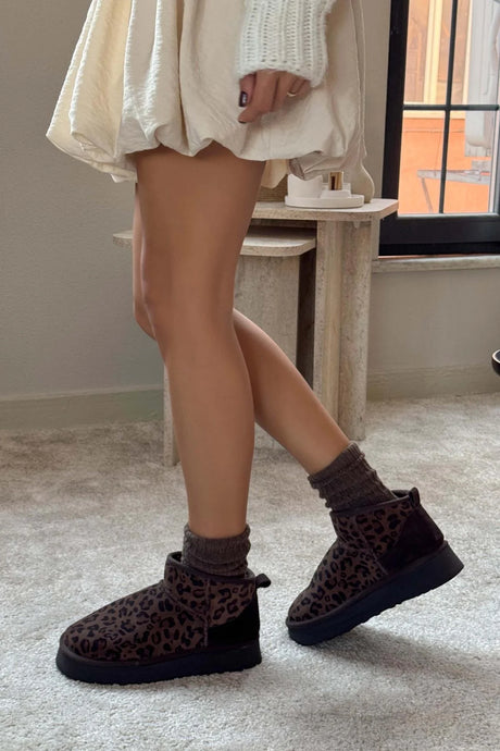 MAJA Brun Leopard Äkta Mocka Boots