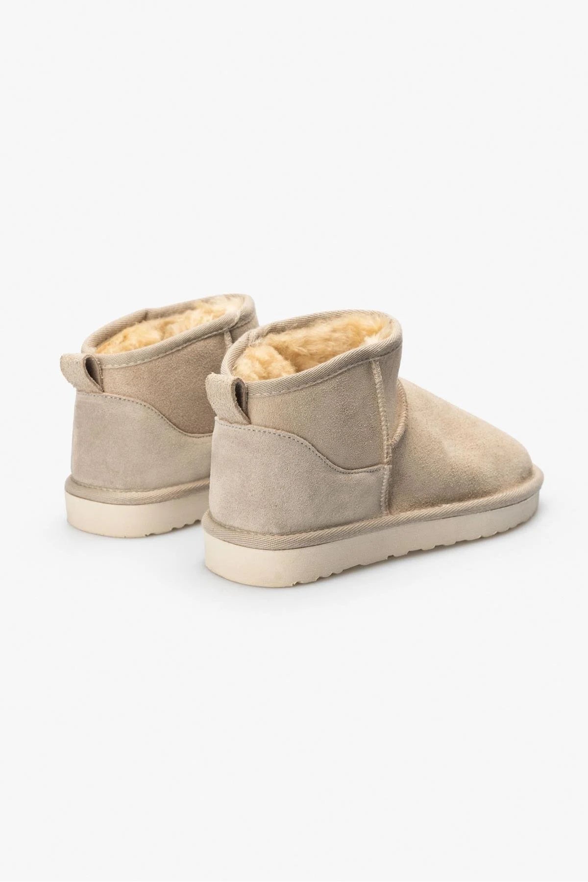 MEGI Beige Äkta Mocka Päls Insida Boots