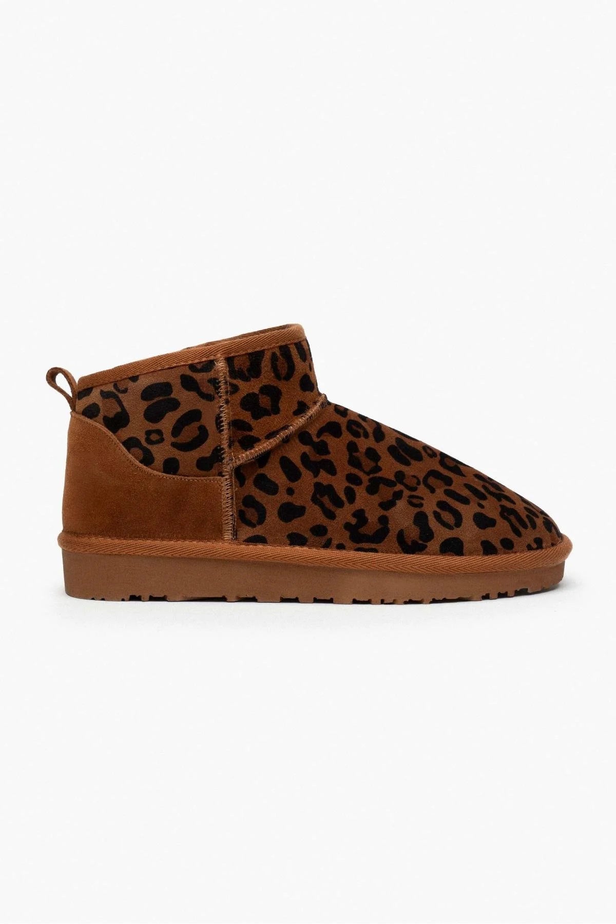 MEGI Karamell Leopard Äkta Mocka Päls Insida Boots