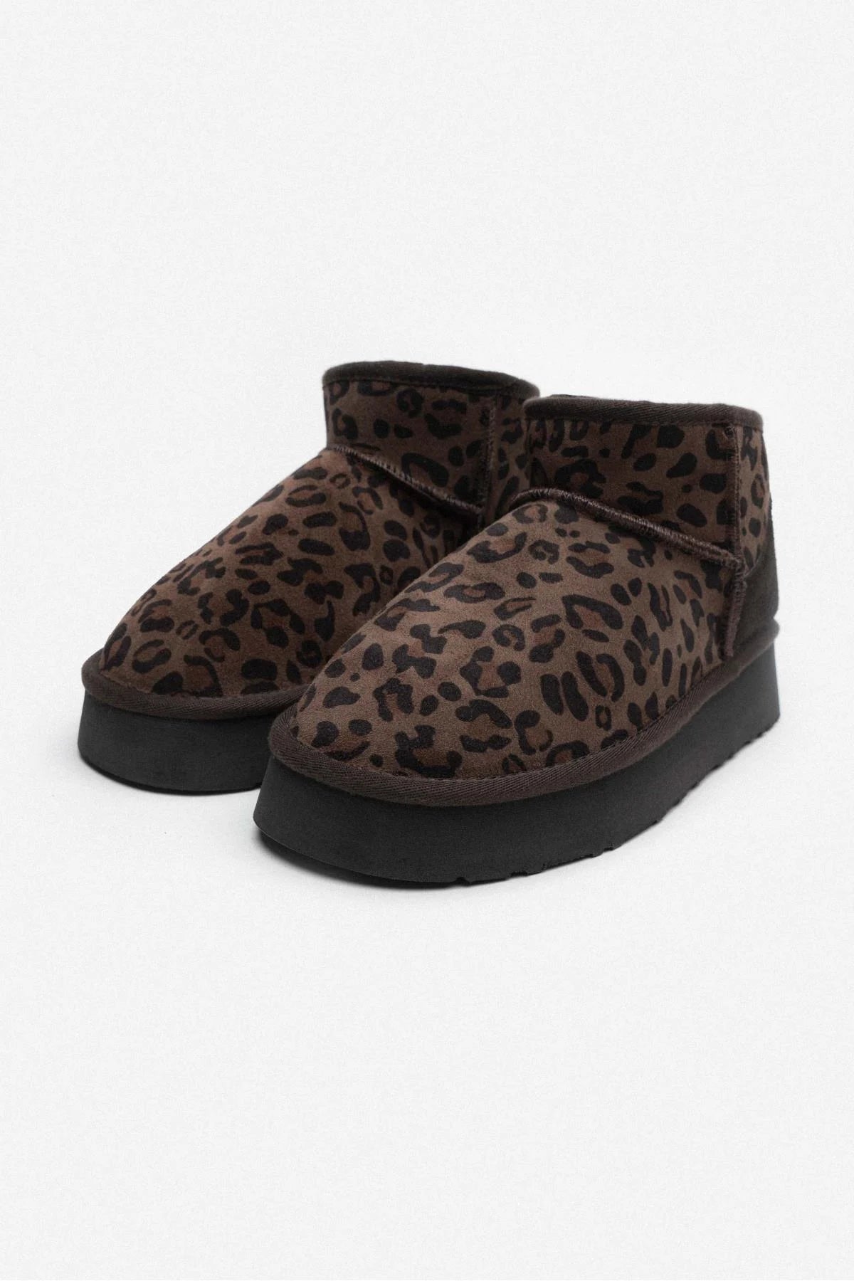 MAJA Brun Leopard Äkta Mocka Boots