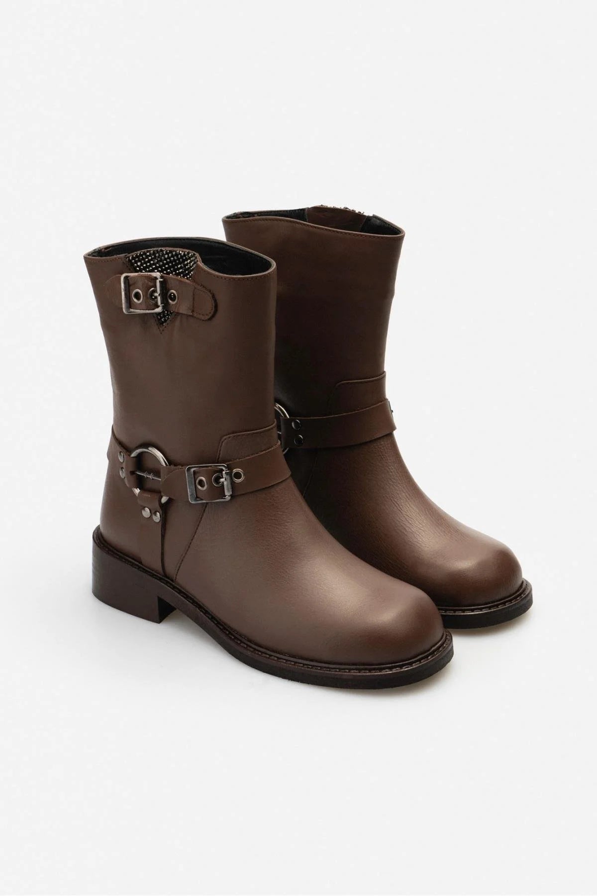 PILGRIM Brun Äkta Läder Boots