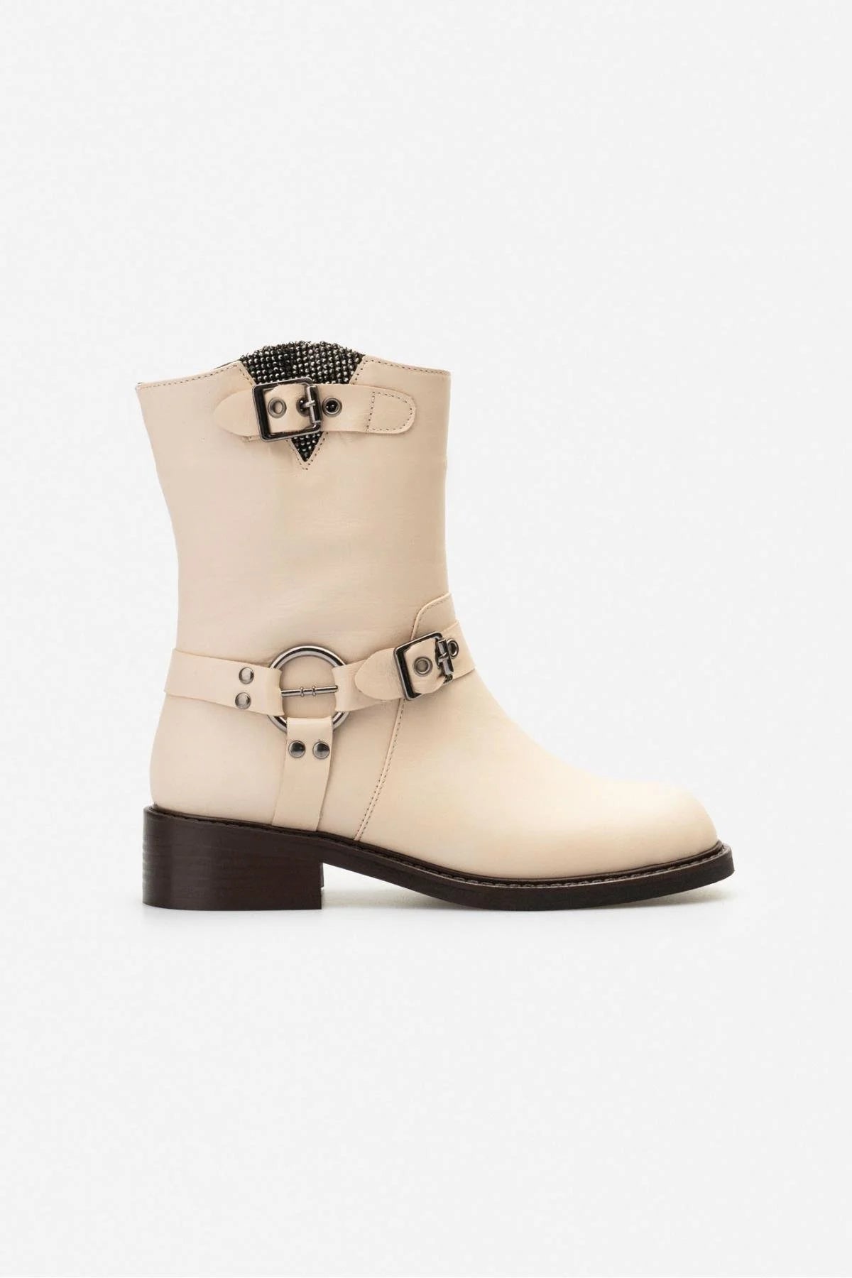 PILGRIM Beige Äkta Läder Boots