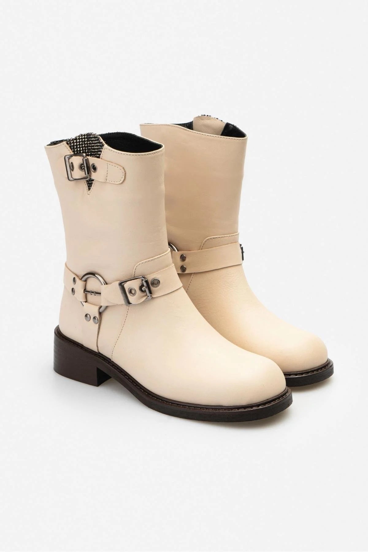 PILGRIM Beige Äkta Läder Boots