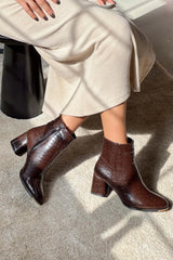 TINDRA Brun Kroko Boots